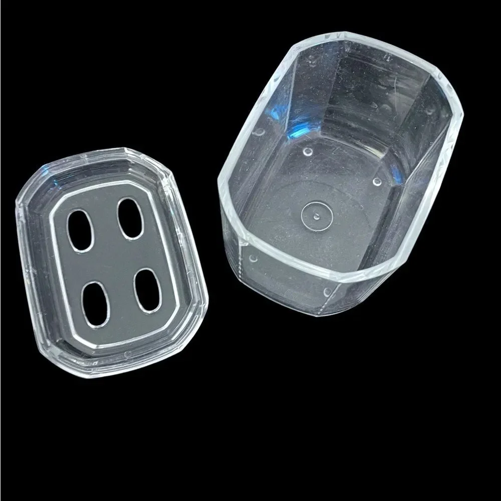 Jewel Cut Acrylic Toothbrush Holder with Lid Vintage Container Store
